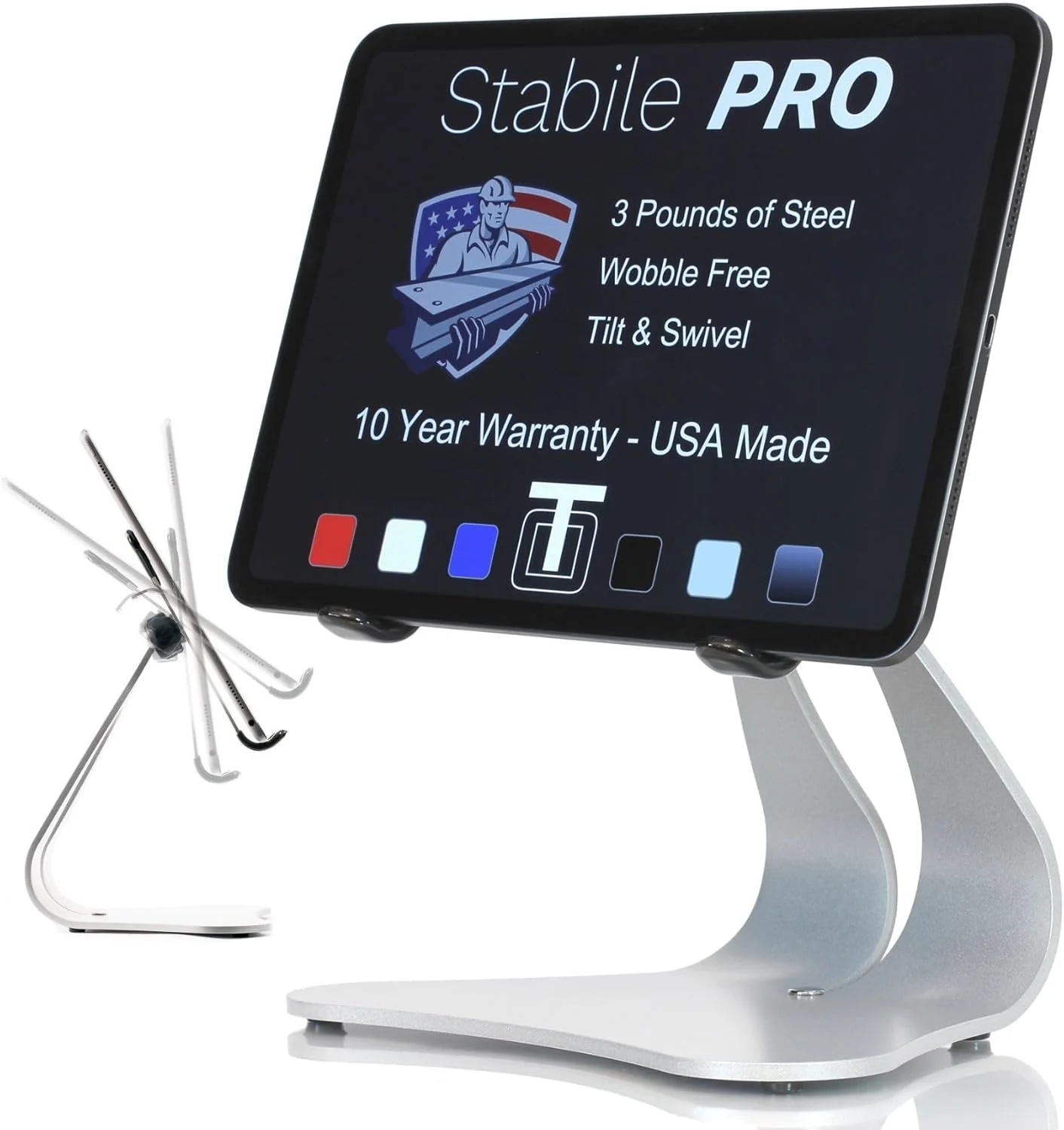 پایه آیپد چرخشی Stabile PRO - ساخت آمریکا - سازگار با اپل آیپد (نقره ای)