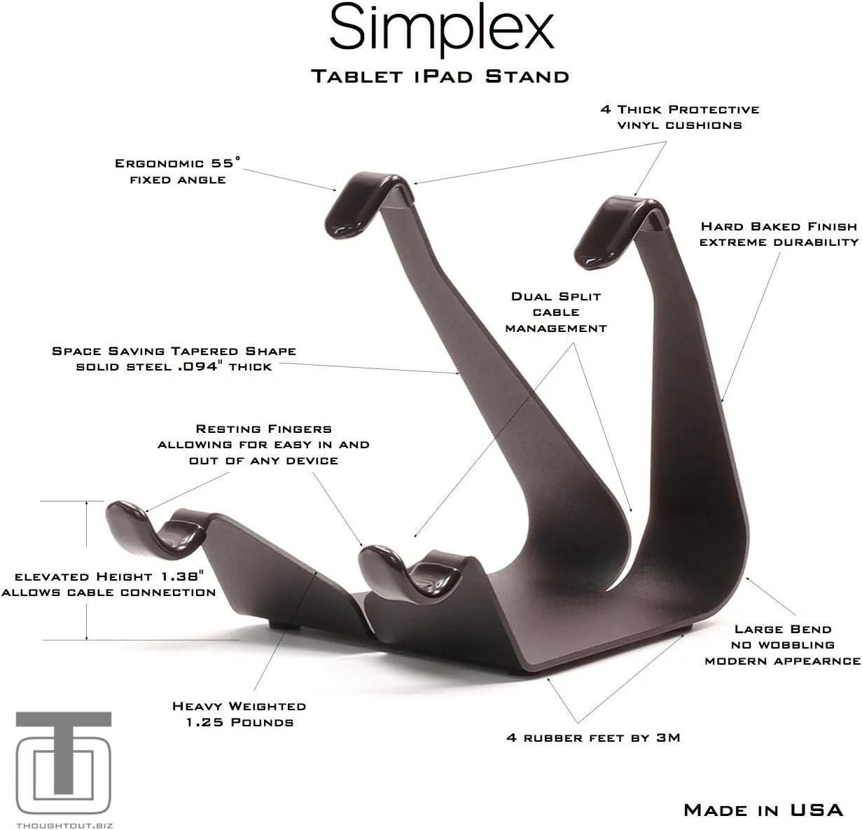 پایه استیل مشکی سیمپلکس - ساخت آمریکا - سازگار با آیپد اپل