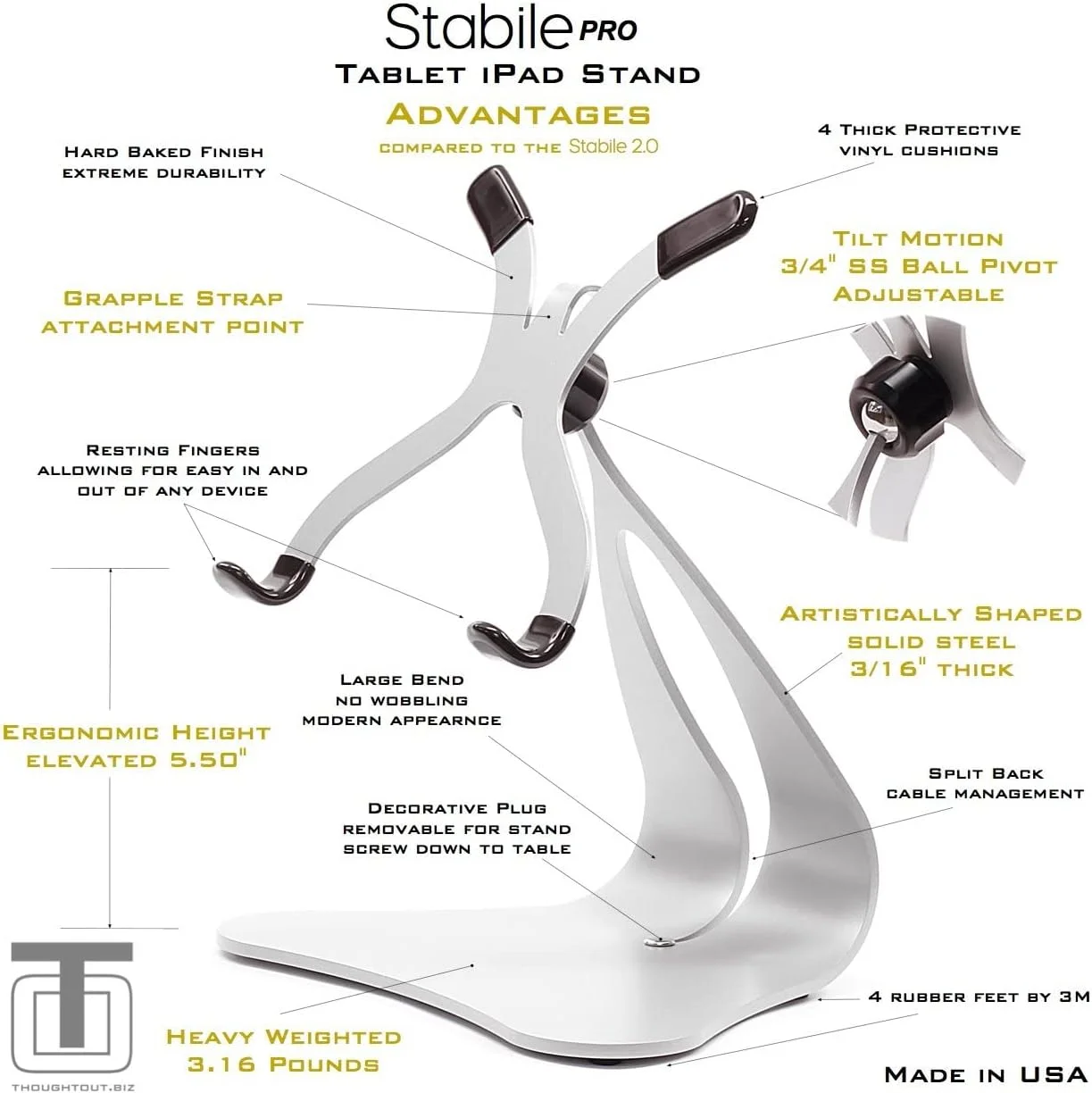 پایه آیپد چرخشی Stabile PRO - ساخت آمریکا - سازگار با اپل آیپد (نقره ای) پایه آیپد چرخشی Stabile PRO - ساخت آمریکا - سازگار با اپل آیپد (نقره ای)