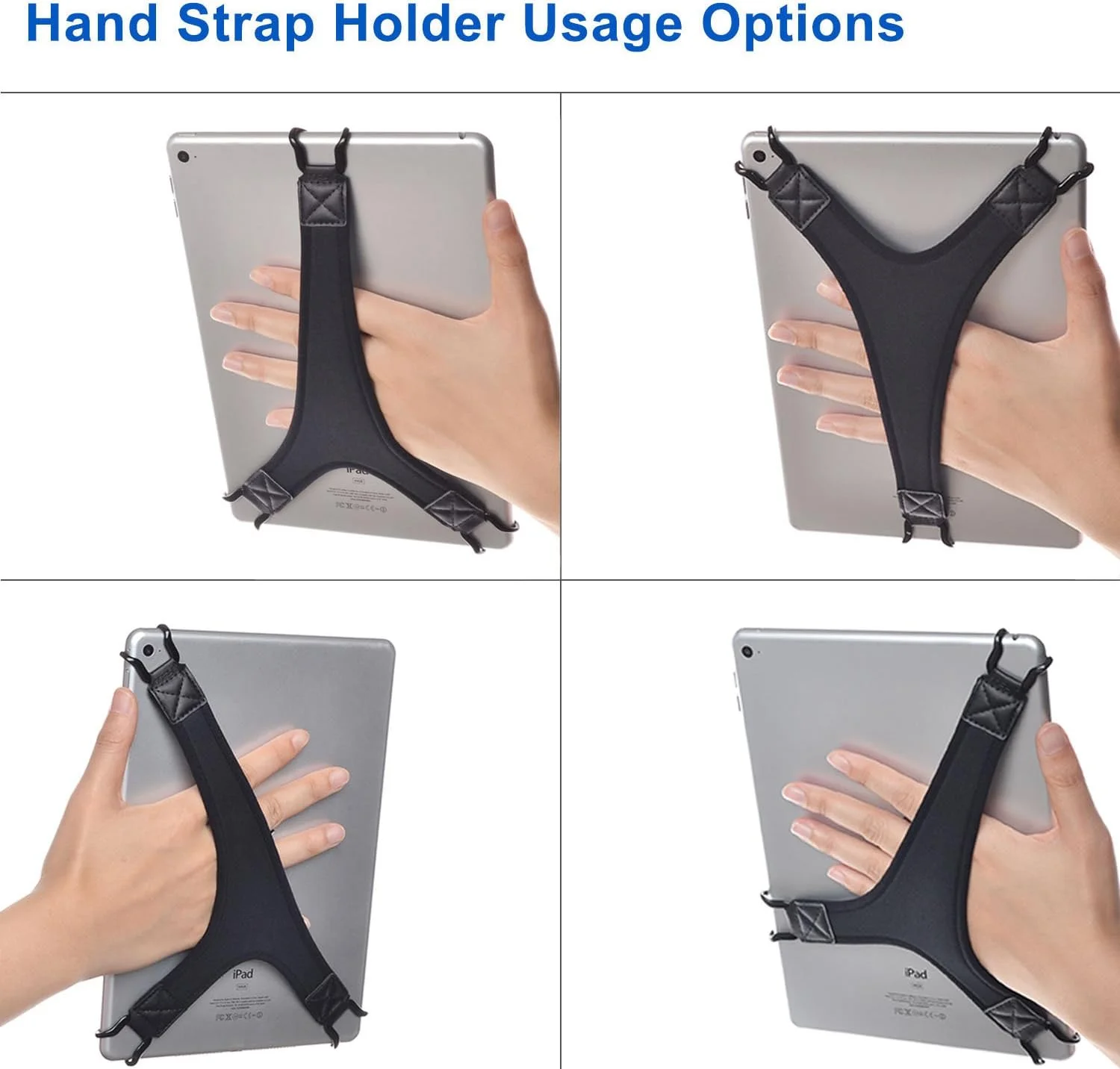 نگهدارنده بند دستی ایمن انگشتی برای تبلت ها - سازگار با آیپد ایر/آیپد پرو 9.7 اینچی / سامسونگ گلکسی تب 10.1 اینچی / تب اس 10.5 (مشکی)