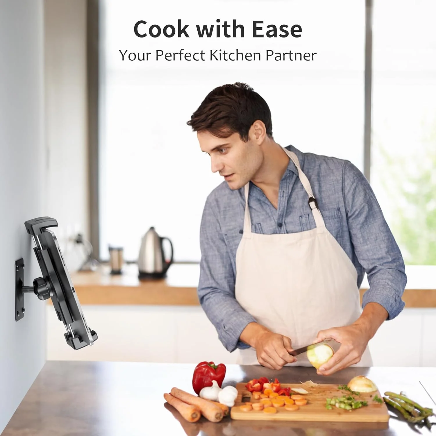 پایه دیواری تبلت با قابلیت چرخش 360 درجه، سازگار با تبلت های 4.7 تا 12.9 اینچی شامل تلفن ها، آیپد پرو/مینی/ایر، سامسونگ، کیندل، گلکسی تب - ایده آل برای باشگاه، آشپزخانه، استفاده در محل کار