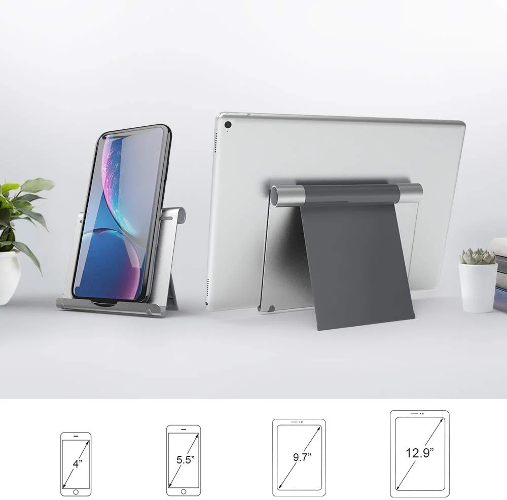 پایه بزرگ آیپد TechMatte، پایه آلومینیومی تاشو و قابل تنظیم برای آیپد، آیپد پرو 12.9، آیپد پرو 11، آیپد ایر، آیپد مینی، آیفون 11 پرو مکس XS XR و کتابخوان های الکترونیکی
