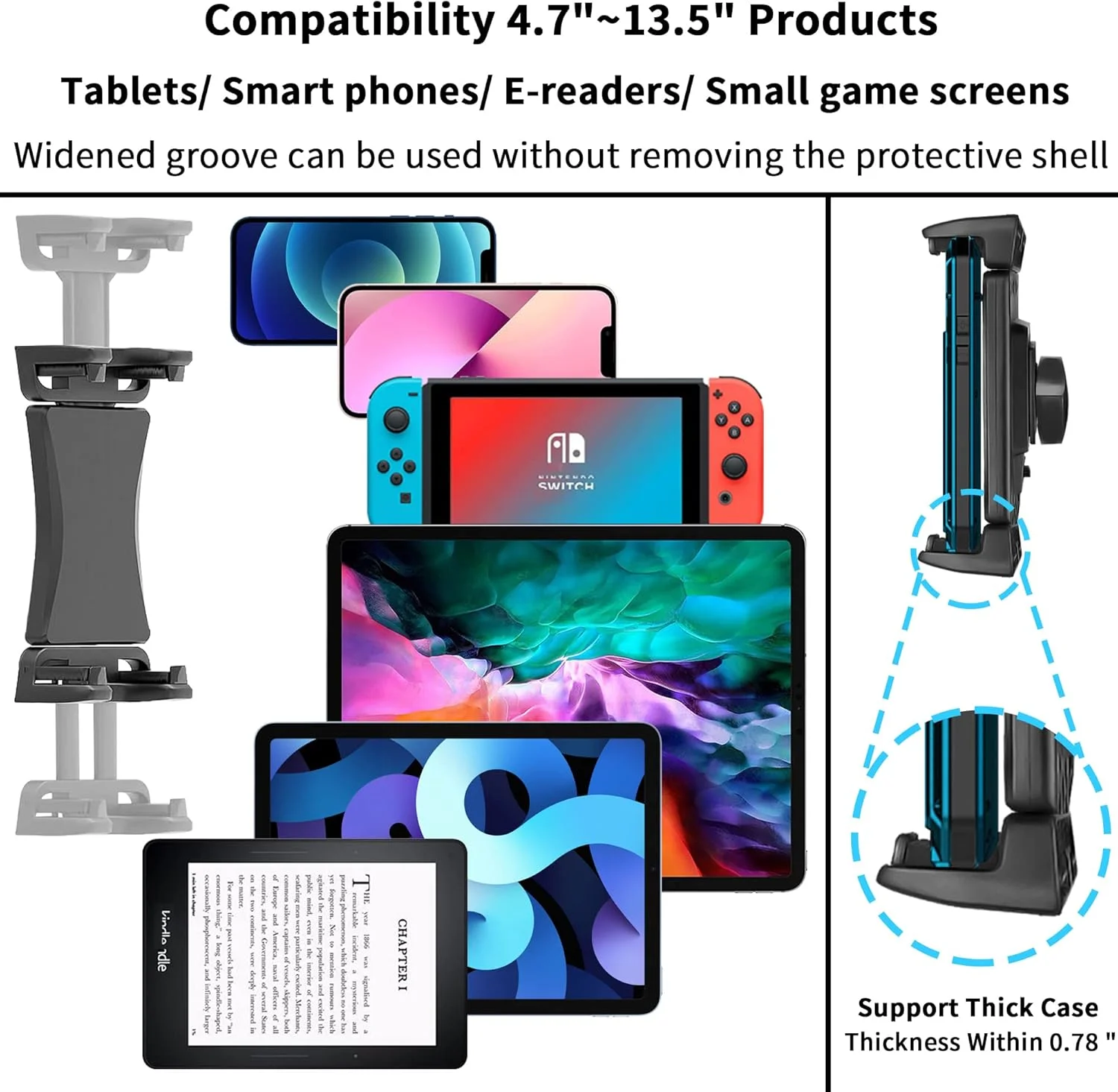 نگهدارنده تبلت توپی TACOMEGE با گیره پایه گردنی، گیره تبلت بزرگ برای آیپد پرو 12.9 اینچ (پایه توپی)