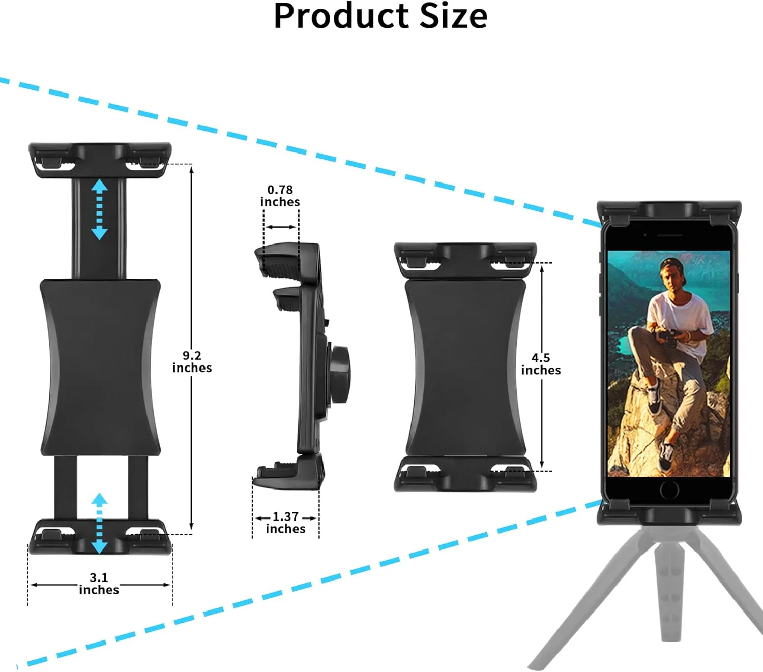 نگهدارنده تبلت توپی TACOMEGE با گیره پایه گردنی، گیره تبلت بزرگ برای آیپد پرو 12.9 اینچ (پایه توپی)