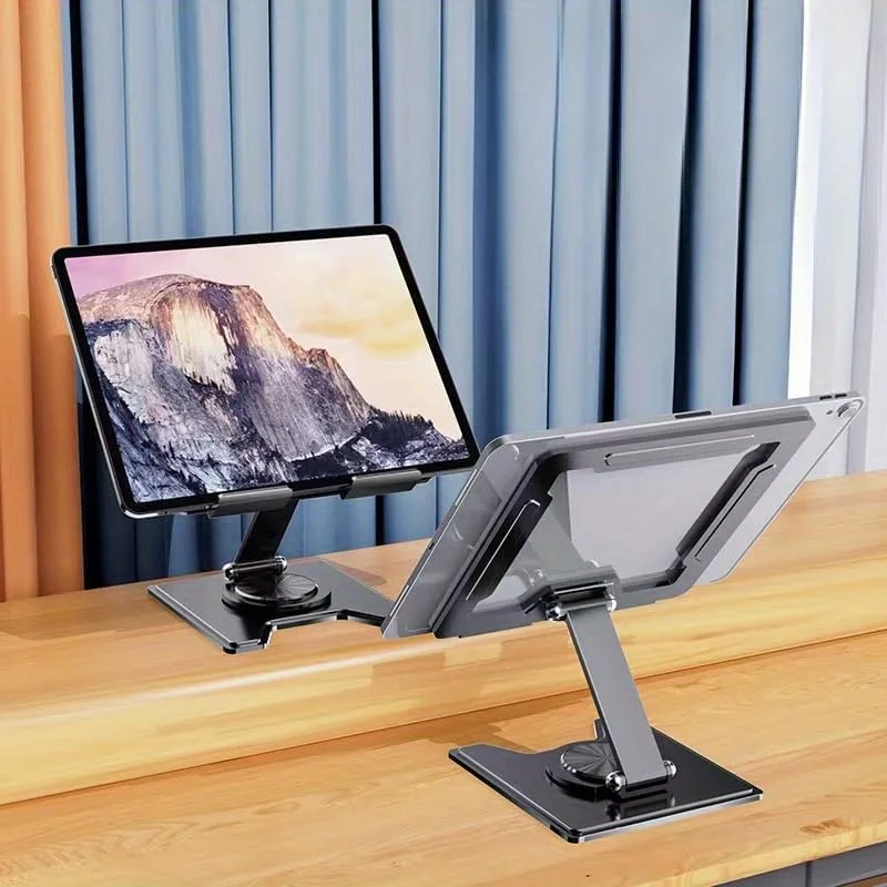 پایه تبلت و موبایل - پایه تبلت ماشین آلات فولاد کربنی - تاشو چرخشی - براکت خنک کننده (مشکی فضایی)