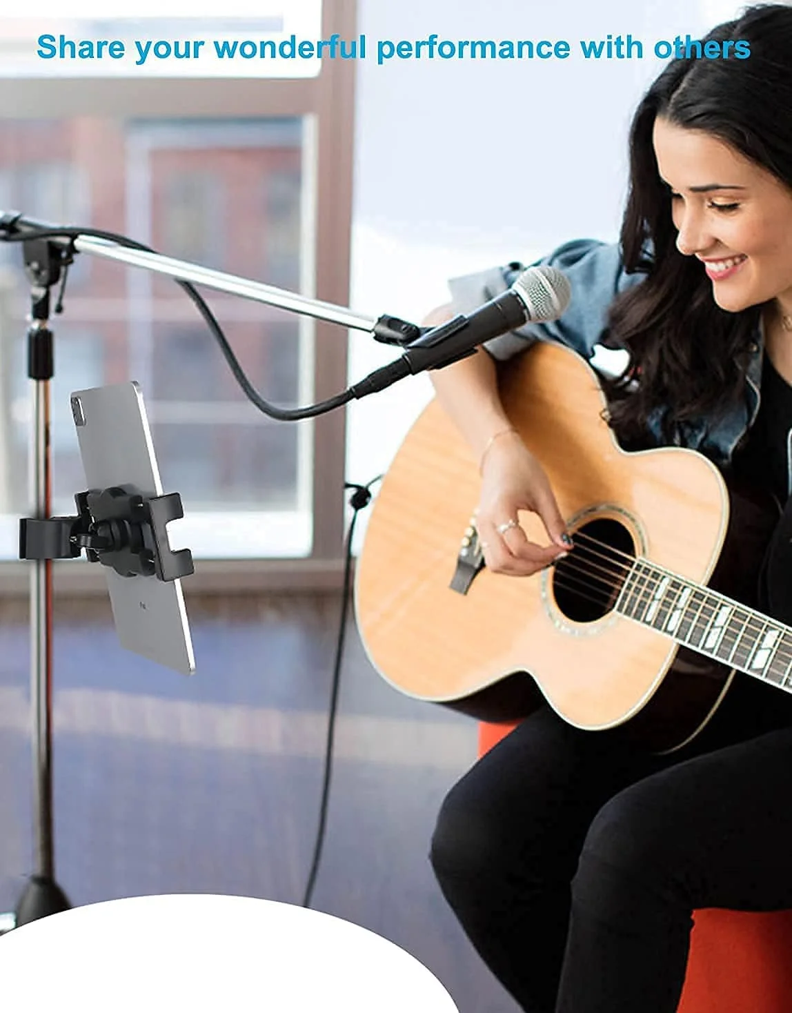 پایه نگهدارنده تبلت woleyi، پایه میکروفون و تبلت موسیقی با گیره C فوق العاده پایدار، سازگار با آیپد پرو/ایر/مینی، گلکسی تب/زد فولد، فایر HD، آیفون و سایر تلفن های همراه و تبلت های 4.7-13 اینچی