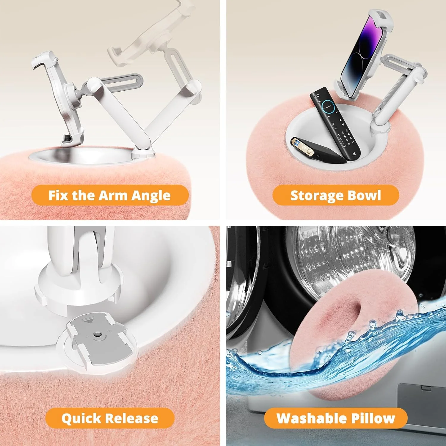 پایه نگهدارنده تبلت برای مطالعه، پایه نگهدارنده قابل تنظیم تلفن همراه برای تخت با کاسه تنقلات جداشدنی، مناسب برای کیندل/تلفن/تبلت 4.7 تا 13 اینچی، تماشای ویدیو، پخش رسانه، صورتی پایه نگهدارنده تبلت برای مطالعه، پایه نگهدارنده قابل تنظیم تلفن همراه برای تخت با کاسه تنقلات جداشدنی، مناسب برای کیندل/تلفن/تبلت 4.7 تا 13 اینچی، تماشای ویدیو، پخش رسانه، صورتی