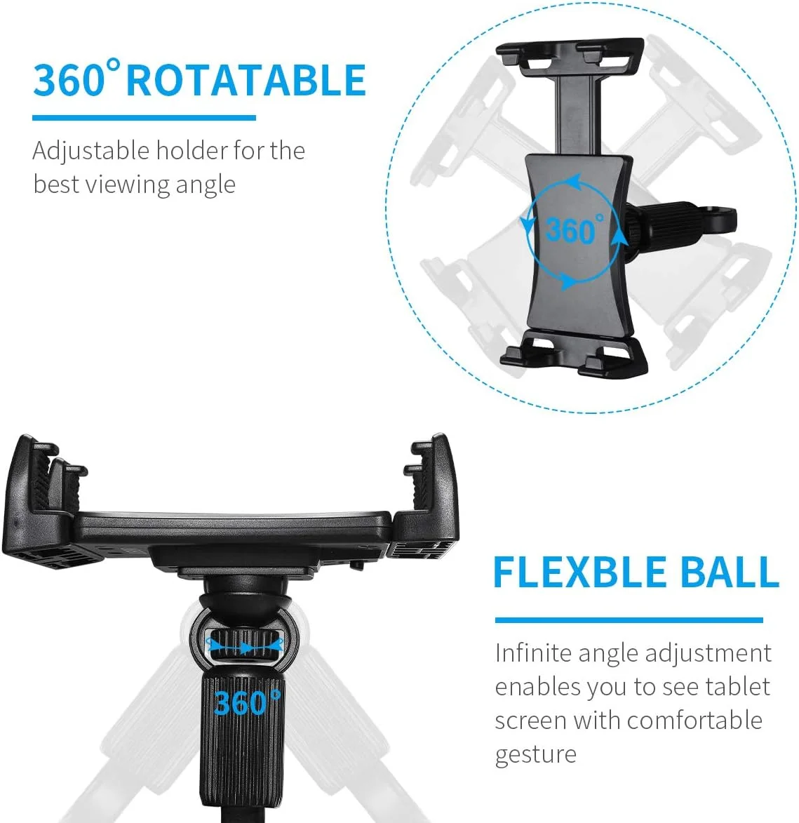 پایه نگهدارنده تبلت برای پایه میکروفون، مناسب برای تبلت ها و تلفن های هوشمند 4.7 تا 12.9 اینچی