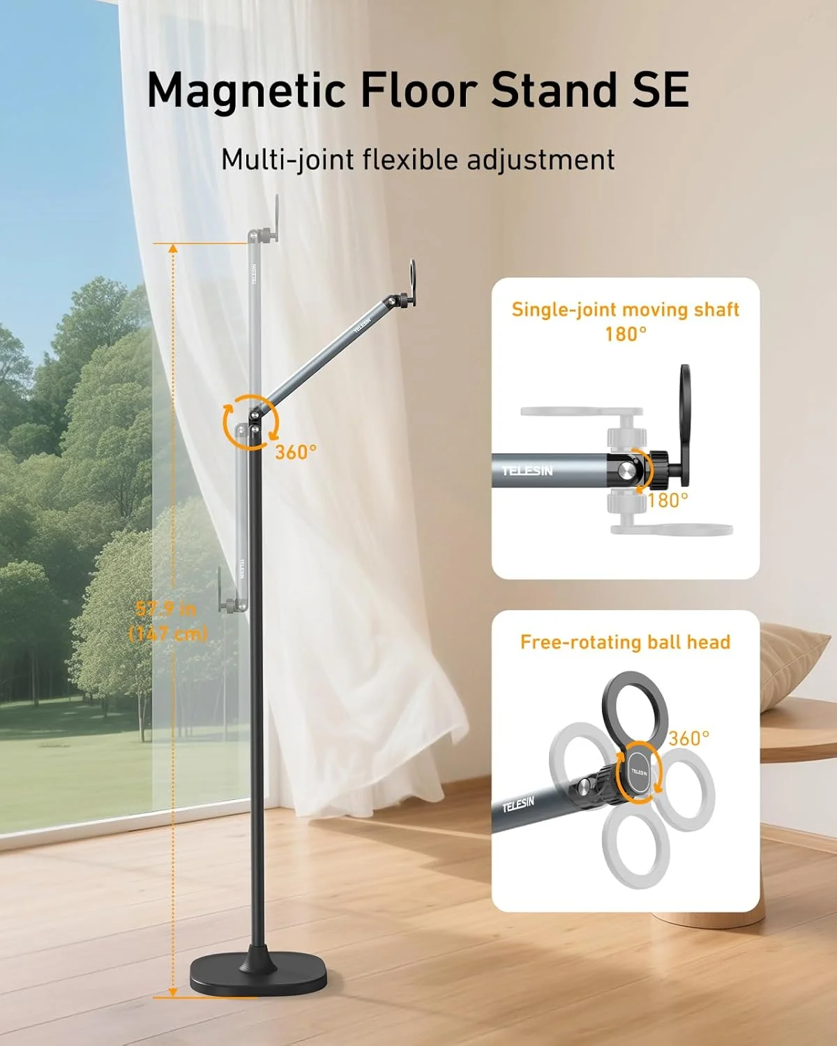 پایه نگهدارنده تبلت و موبایل، قابل تنظیم تا ارتفاع 145 سانتی متر، مناسب برای پخش زنده، تماس های ویدیویی و ضبط ویدیو - پایه سنگین 3.5 کیلوگرمی، نگهدارنده پایدار برای آیفون، آیپد (ایده آل برای TikTok، YouTube، جلسات Zoom) پایه نگهدارنده تبلت و موبایل، قابل تنظیم تا ارتفاع 145 سانتی متر، مناسب برای پخش زنده، تماس های ویدیویی و ضبط ویدیو - پایه سنگین 3.5 کیلوگرمی، نگهدارنده پایدار برای آیفون، آیپد (ایده آل برای TikTok، YouTube، جلسات Zoom)