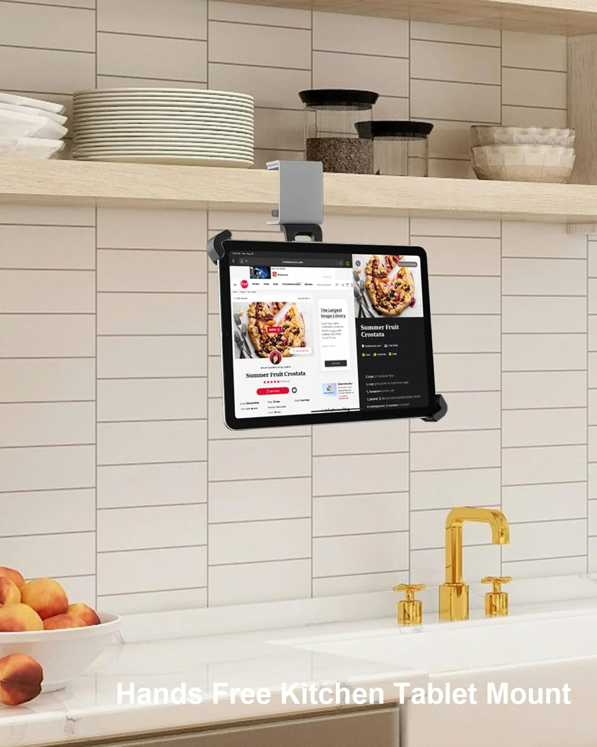 پایه نگهدارنده تبلت زیر کابینتی برای آشپزخانه [گیره کوچک قابل حمل]، هولدر تبلت آشپزخانه برای پایه رومیزی، گیره فلزی 360 درجه قابل چرخش، سازگار با تبلت های 7-11 اینچی مانند آیپد پرو، ایر، مینی، گلکسی، فایر