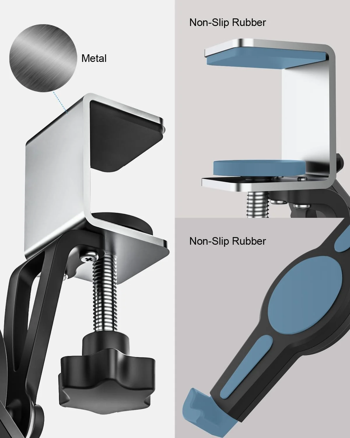 پایه نگهدارنده تبلت زیر کابینتی برای آشپزخانه [گیره کوچک قابل حمل]، هولدر تبلت آشپزخانه برای پایه رومیزی، گیره فلزی 360 درجه قابل چرخش، سازگار با تبلت های 7-11 اینچی مانند آیپد پرو، ایر، مینی، گلکسی، فایر