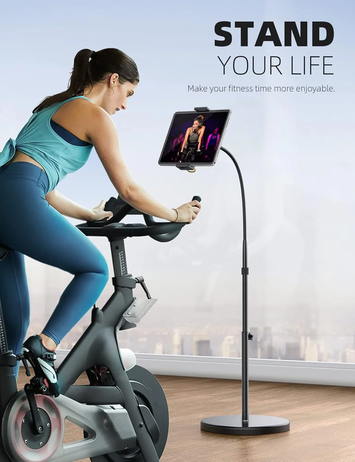 پایه نگهدارنده تبلت Lamicall - پایه گردنی تبلت برای تخت، ارتفاع قابل تنظیم 160 سانتی متر و پایه پایدار 4.8 کیلوگرمی، برای تبلت های 4.7-13 اینچی، آیپد پرو 13/9.7، ایر، مینی، گلکسی تب، کیندل، تلفن ها