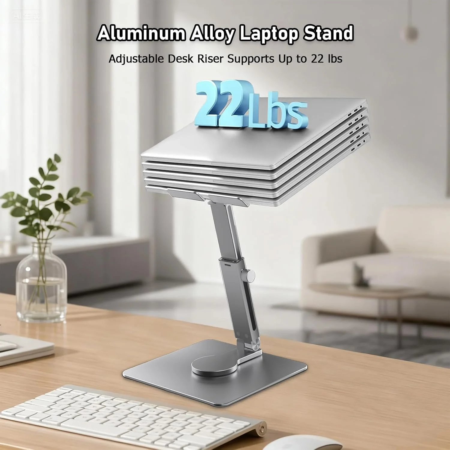 پایه تبلت با قابلیت تنظیم ارتفاع و چرخش 360 درجه - نگهدارنده رومیزی، پایه نمایشگر چرخشی برای انواع آیپد، تبلت، تلفن سامسونگ، کتابخوان الکترونیکی کیندل و غیره در اندازه 5.8 تا 12.9 اینچ