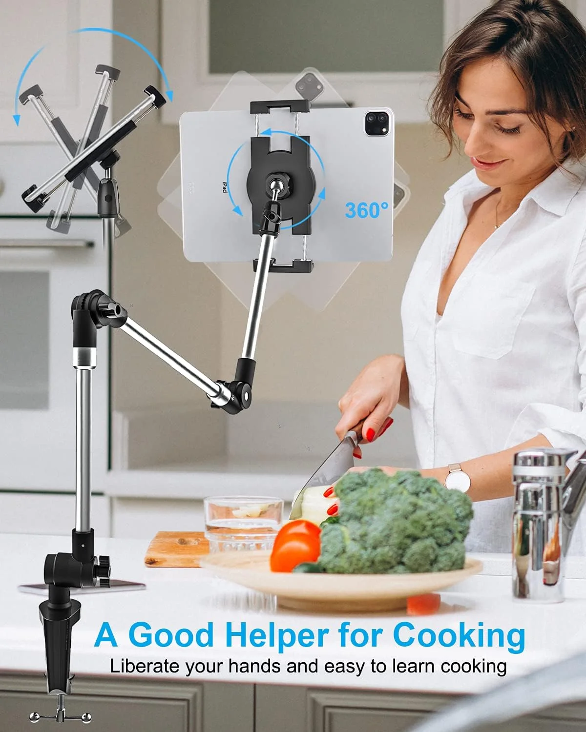 پایه نگهدارنده تبلت آلومینیومی با گیره رومیزی 360 درجه، پایه تبلت بازوی قابل تنظیم 35 اینچی برای تخت، گیره دوربین وب کم برای آیپد پرو ایر مینی، گلکسی تب، زد فولد، فایر، سوییچ، آیفون، گوپرو، دستگاه های 4-13 اینچی پایه نگهدارنده تبلت آلومینیومی با گیره رومیزی 360 درجه، پایه تبلت بازوی قابل تنظیم 35 اینچی برای تخت، گیره دوربین وب کم برای آیپد پرو ایر مینی، گلکسی تب، زد فولد، فایر، سوییچ، آیفون، گوپرو، دستگاه های 4-13 اینچی