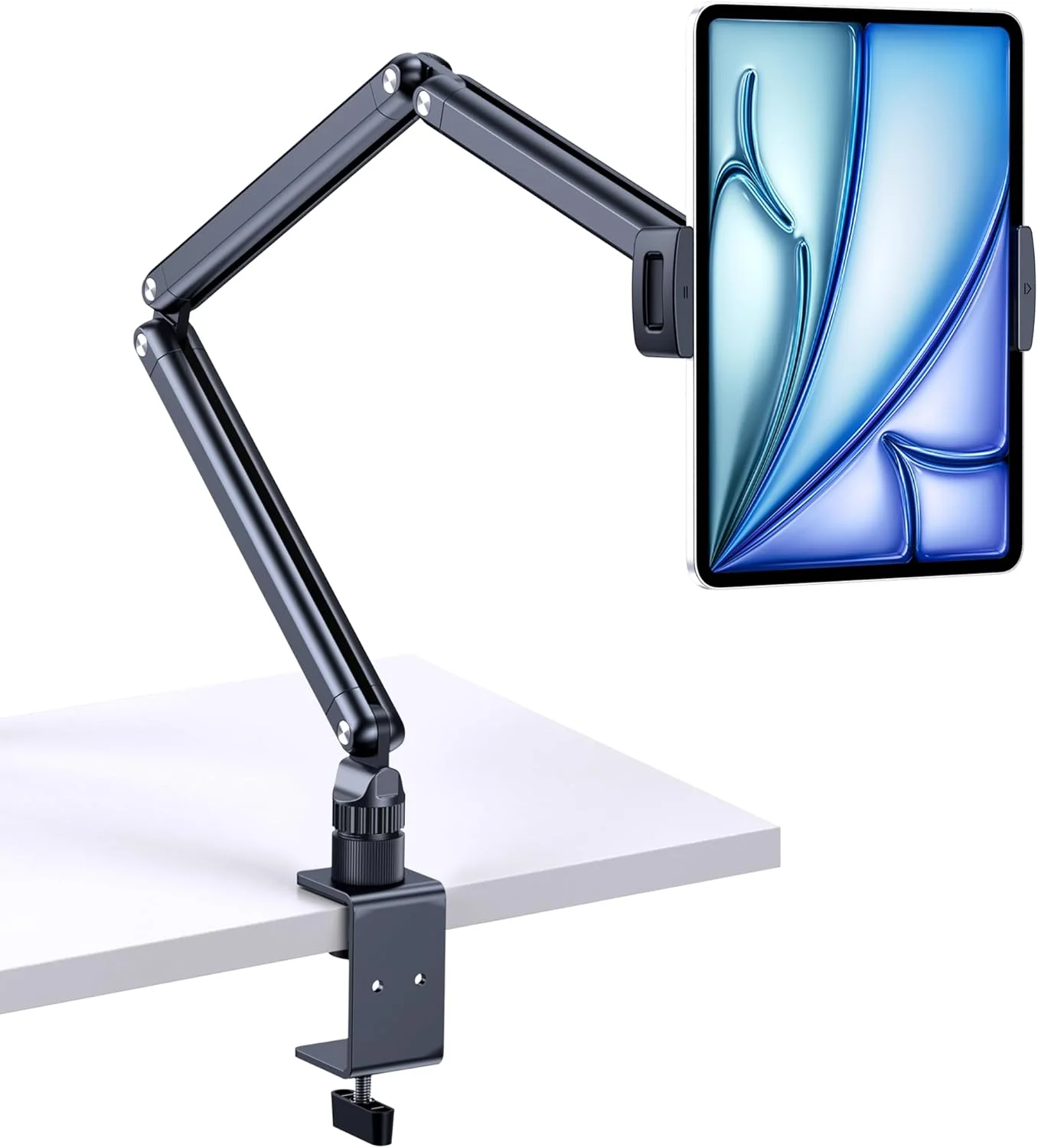 پایه نگهدارنده تبلت، پایه بازوی قابل گسترش برای میز، پایه نگهدارنده آلومینیومی برای آیپد با پایه فلزی چرخان 360 درجه، مناسب برای تمام تبلت ها و تلفن های 4.7-13 اینچی، Samsung Galaxy، Fire HD.