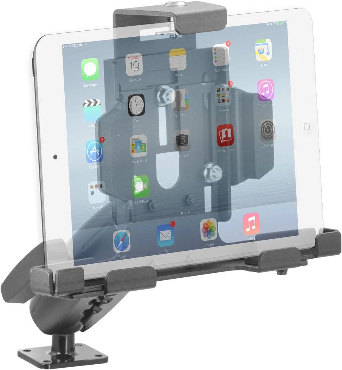 پایه نگهدارنده تبلت iBOLT TabDock LockPro 38mm (1.5 اینچ) Bizmount - پایه فلزی صنعتی سنگین با قابلیت قفل و نصب با پیچ برای تمام تبلت های 7 تا 10 اینچی - مناسب برای کامیون ها/وسایل نقلیه تجاری: ایده آل برای تلماتیکس و ناوگان