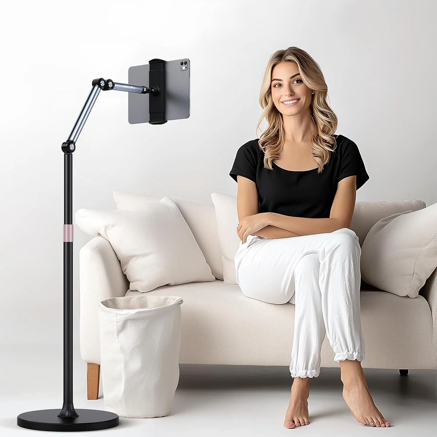 پایه نگهدارنده تبلت، چرخش 360 درجه، سازگار با آیپد، آیفون، سامسونگ، گوگل، تبلت/تلفن کیندل، (4.5''-12'')