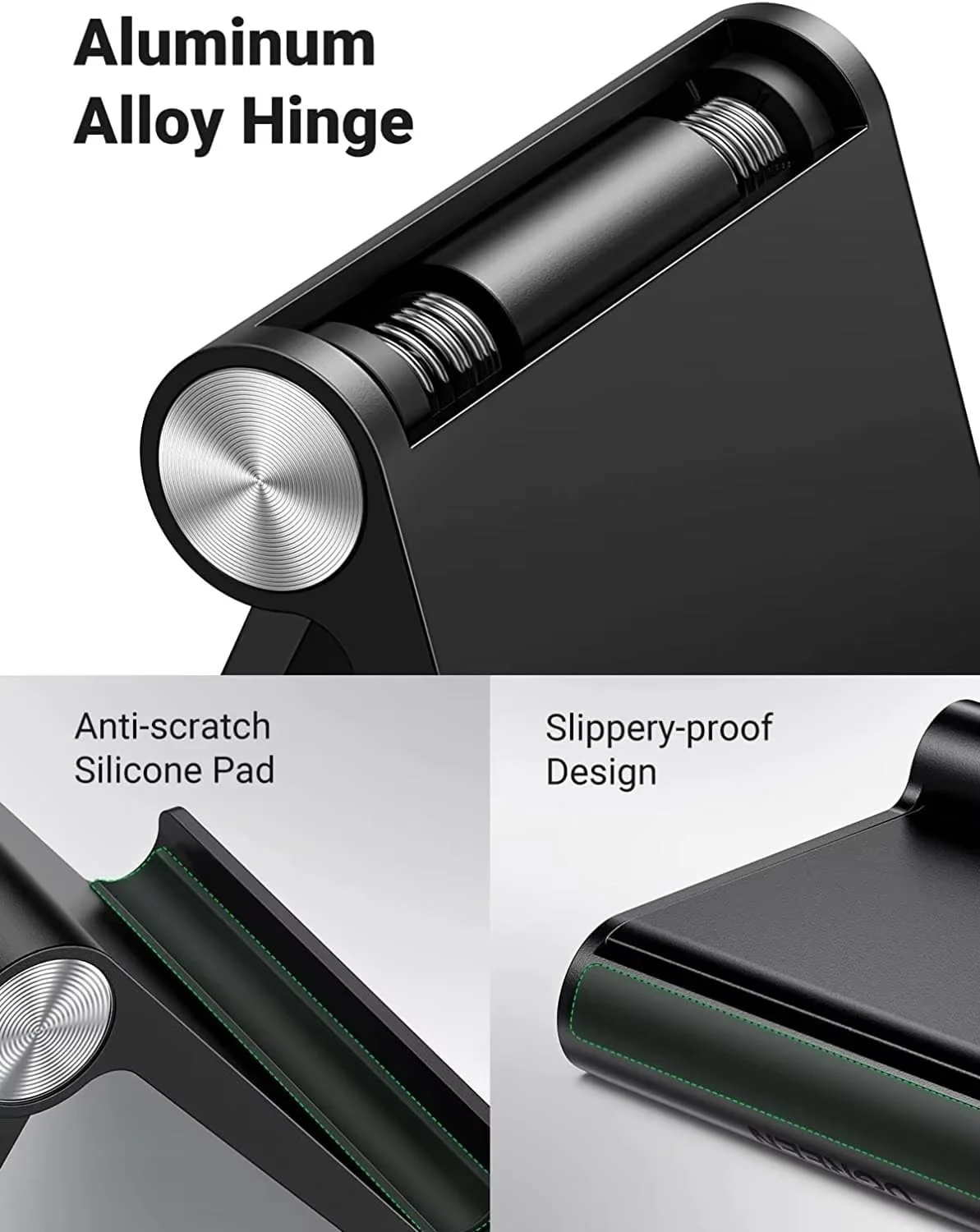 پایه نگهدارنده تبلت و گوشی، قابل تنظیم، قابل حمل، مناسب برای میز کار، سازگار با آیپد پرو 11 9.7 10.5 ایر مینی 5 4 3 2 آیفون 16 15 14 13 12 (مشکی)