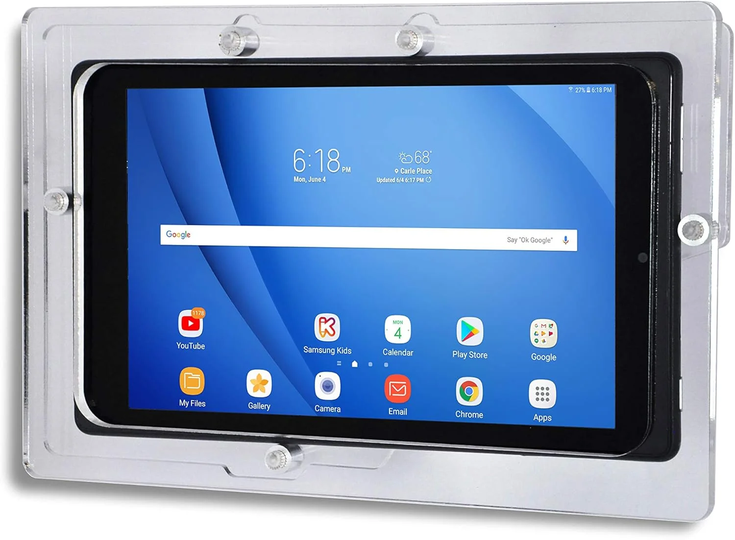 محفظه ضد سرقت اکریلیک VESA تَب‌کِر برای تبلت گوگل پیکسل ۱۱ اینچ ۲۰۲۳ به همراه کیت نصب دیواری رایگان و کابل شارژ USB C ۹۰ درجه (سفید، تبلت گوگل پیکسل)