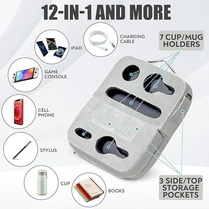 سینی نگهدارنده لیوان مبل - مناسب تخت، مبل راحتی، کاناپه، ماشین و خانه سیار - نگهدارنده نوشیدنی، تنقلات، کنترل، تلفن، کتابخوان و تبلت | نگهدارنده لیوان تخت (خاکستری) سینی نگهدارنده لیوان مبل - مناسب تخت، مبل راحتی، کاناپه، ماشین و خانه سیار - نگهدارنده نوشیدنی، تنقلات، کنترل، تلفن، کتابخوان و تبلت | نگهدارنده لیوان تخت (خاکستری)