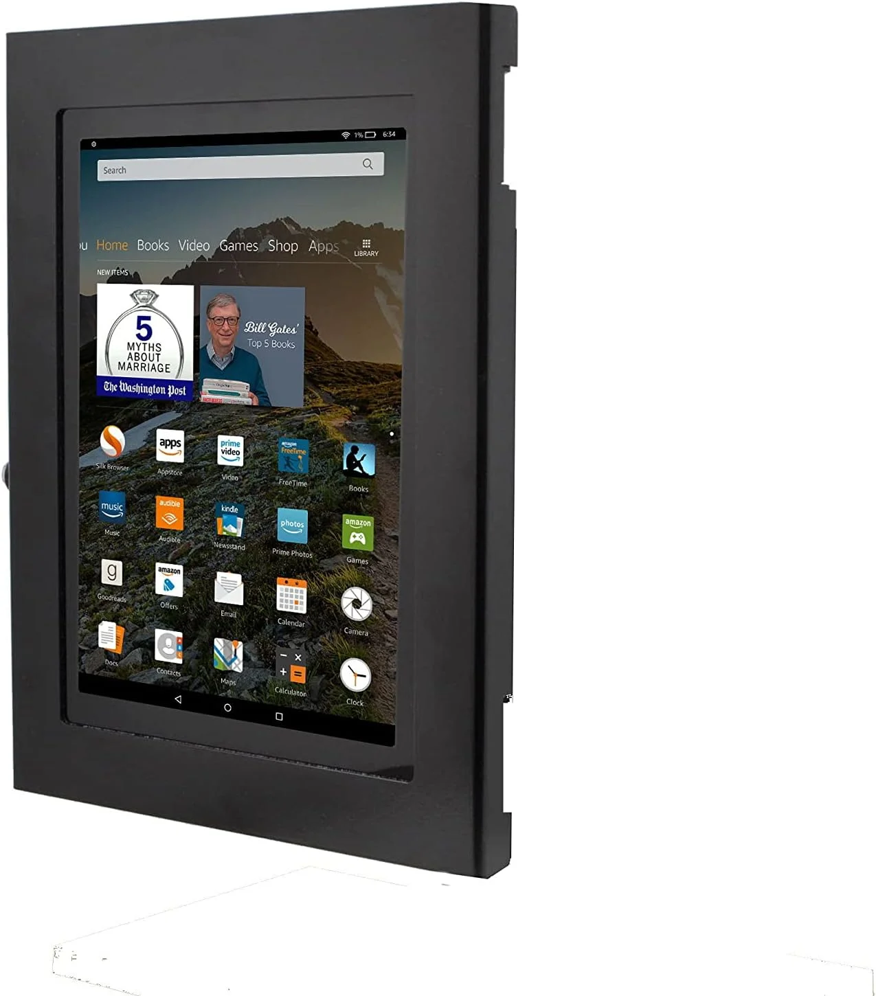 محفظه فلزی قفل‌دار ضد سرقت TABcare برای Amazon Fire HD 10 2021 و HD 10 Plus، مناسب برای کیوسک، POS، فروشگاه، نمایش ویترینی (مشکی، VESA و قابل نصب روی دیوار)