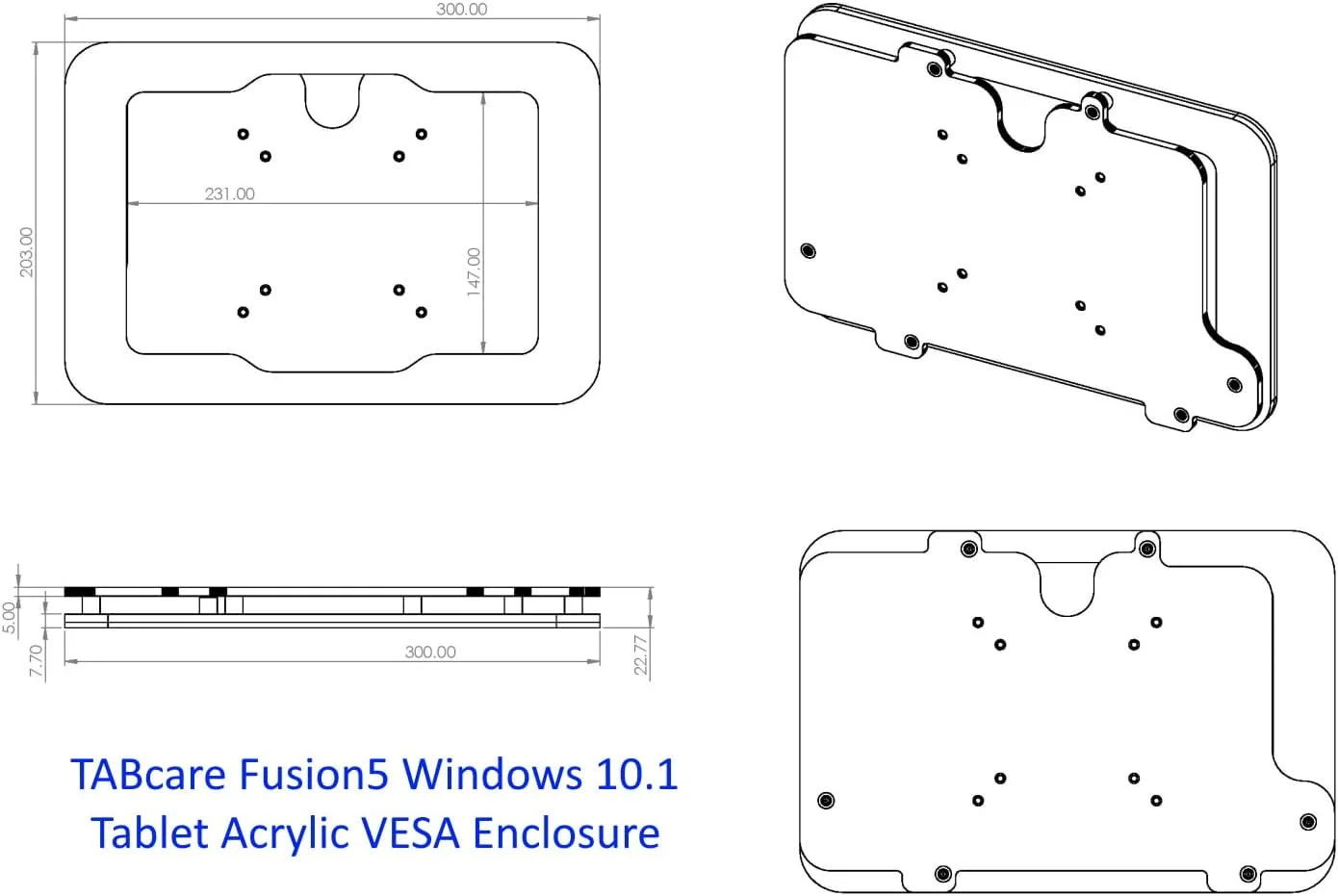 محفظه ضد سرقت اکریلیک VESA سازگار با تبلت 10 اینچی Fusion5 ویندوزی به همراه کیت نصب دیواری رایگان و کابل شارژ 90 درجه (تبلت 10 اینچی ویندوزی، مشکی)