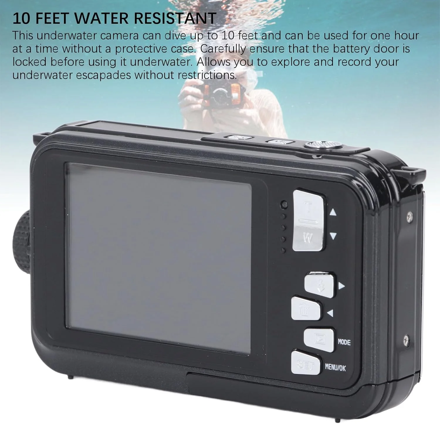 دوربین دیجیتال ضد آب، دوربین 48 مگاپیکسلی 2.7K، دوربین ضد آب با صفحه نمایش دوگانه سلفی با فوکوس خودکار، دوربین دیجیتال ضد آب فشرده با زوم دیجیتال 16X، دوربین زیر آب برای