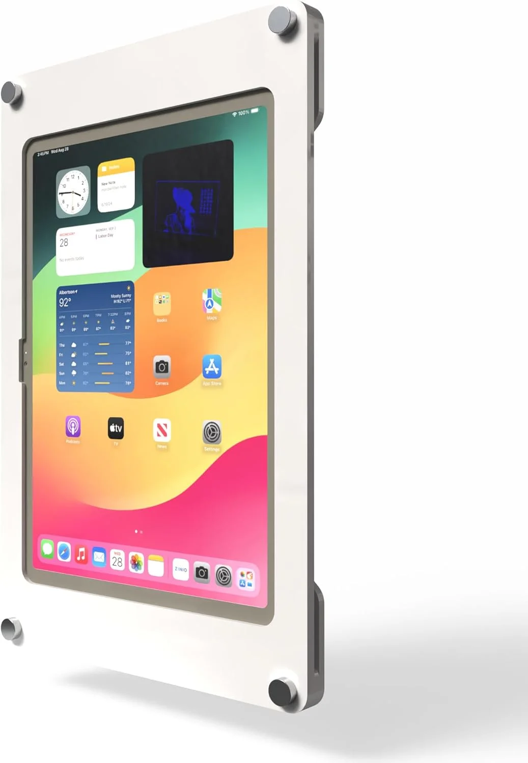 پایه دیواری آکریلیک شناور بدون قاب TABcare با بست فلزی برای تبلت آیپد 10 10.9 اینچی و 11 اینچی A16 (سفید، آیپد 10/11)