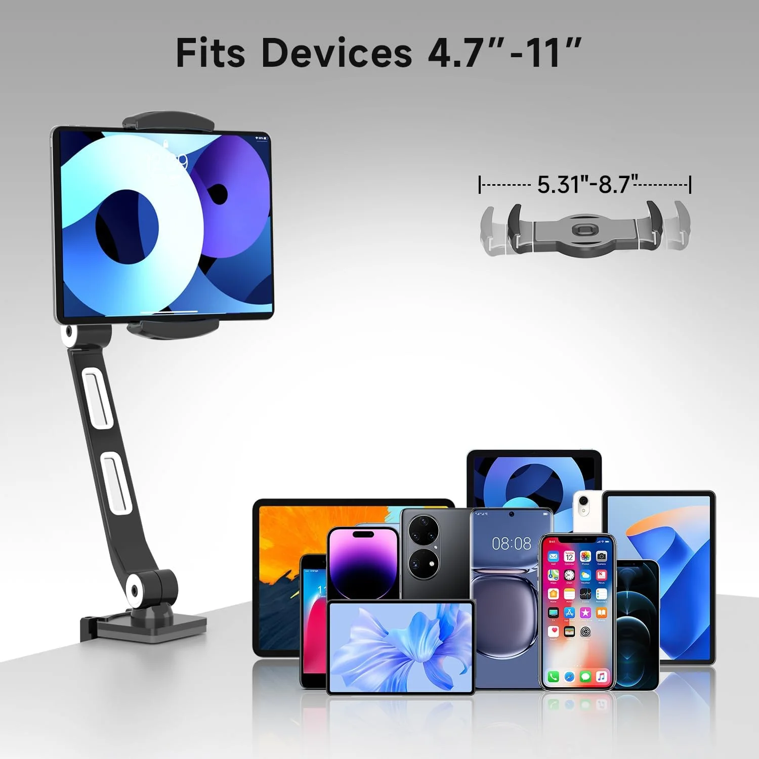 پایه نگهدارنده رومیزی گوشی موبایل آلیاژ آلومینیوم Suptek با قابلیت چرخش 360 درجه، پایه و نگهدارنده تبلت قابل تنظیم برای آیپد، آیفون، سامسونگ، ایسوس و سایر دستگاه های 4.7 تا 11 اینچی، مناسب برای تخت، آشپزخانه، دفتر (YF208B) پایه نگهدارنده رومیزی گوشی موبایل آلیاژ آلومینیوم Suptek با قابلیت چرخش 360 درجه، پایه و نگهدارنده تبلت قابل تنظیم برای آیپد، آیفون، سامسونگ، ایسوس و سایر دستگاه های 4.7 تا 11 اینچی، مناسب برای تخت، آشپزخانه، دفتر (YF208B)