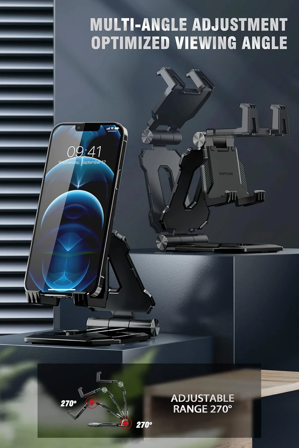 پایه تبلت تاشو قابل تنظیم SUPCASE، نگهدارنده رومیزی قابل حمل - سازگار با آیپد پرو، ایر، آیفون، سامسونگ گلکسی، سرفیس، کیندل فایر پایه تبلت تاشو قابل تنظیم SUPCASE، نگهدارنده رومیزی قابل حمل - سازگار با آیپد پرو، ایر، آیفون، سامسونگ گلکسی، سرفیس، کیندل فایر