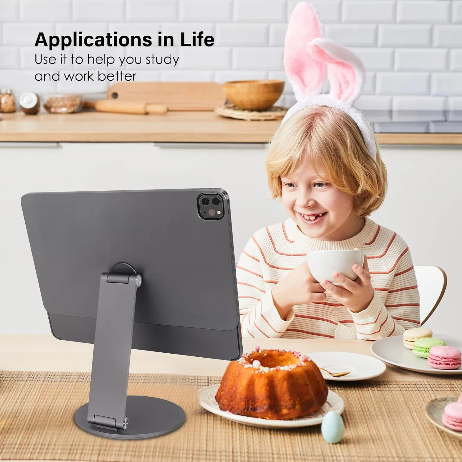 پایه تبلت مغناطیسی ارتقا یافته برای آیپد پرو 12.9 اینچی، هولدر رومیزی چرخان 360 درجه قابل تنظیم برای اپل آیپد پرو 12.9 اینچی نسل 3/4/5/6، تاشو، آلومینیوم درجه یک، خاکستری فضایی