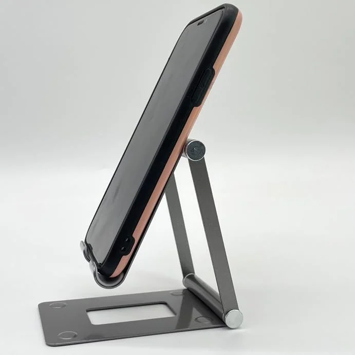 پایه تاشو فلزی نگهدارنده گوشی موبایل و تبلت (خاکستری) - یک عدد پایه تاشو فلزی نگهدارنده گوشی موبایل و تبلت (خاکستری) - یک عدد
