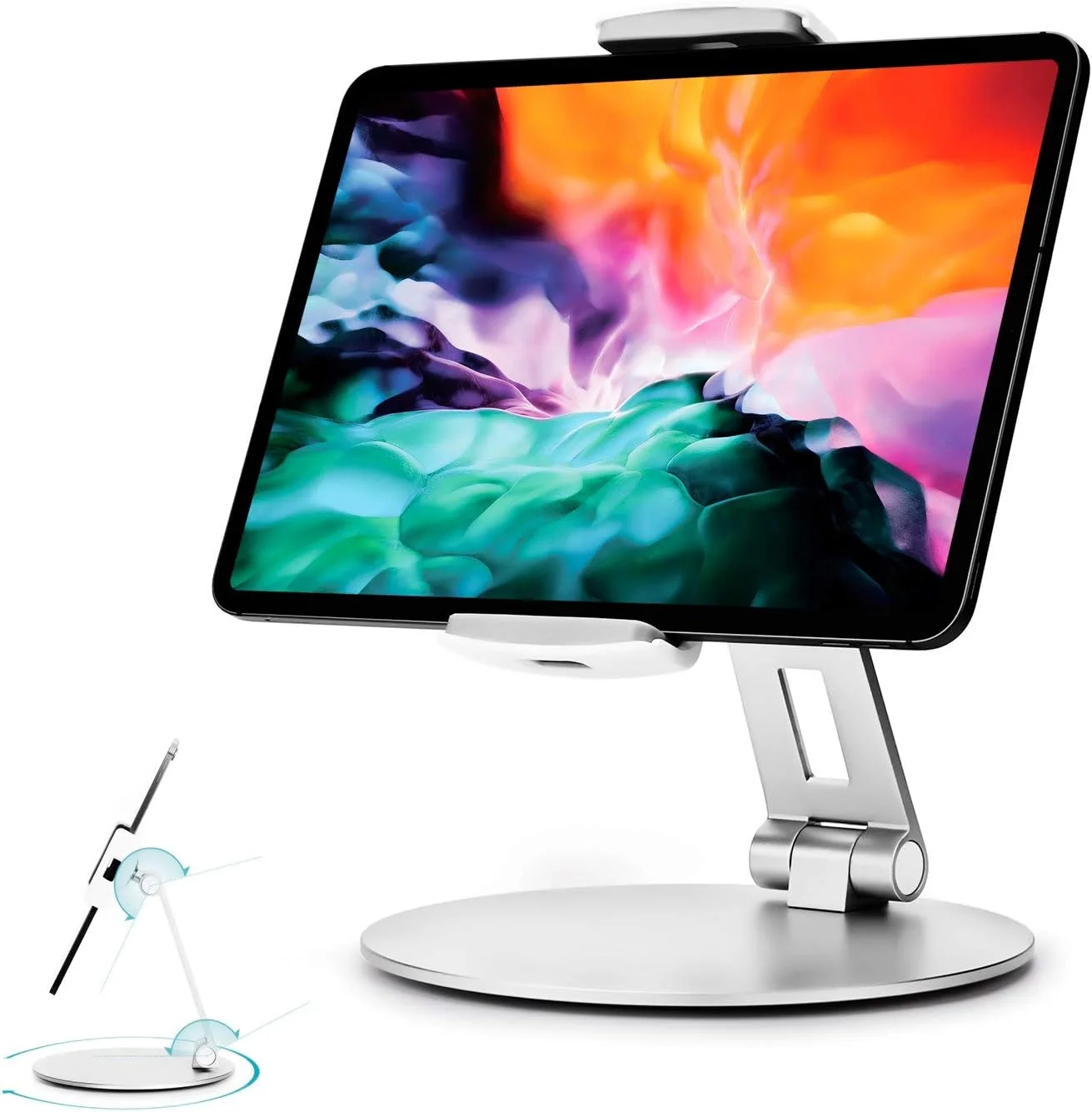 پایه تبلت Stouchi با قابلیت چرخش 360 درجه، نگهدارنده تبلت Galaxy Tab S8، پایه رومیزی قابل تنظیم برای iPad Mini 2021، Galaxy S22، کیوسک POS، Surface Pro 4، iPad Pro/Air مناسب برای تبلت و تلفن 4-14 اینچی - نقره ای پایه تبلت Stouchi با قابلیت چرخش 360 درجه، نگهدارنده تبلت Galaxy Tab S8، پایه رومیزی قابل تنظیم برای iPad Mini 2021، Galaxy S22، کیوسک POS، Surface Pro 4، iPad Pro/Air مناسب برای تبلت و تلفن 4-14 اینچی - نقره ای