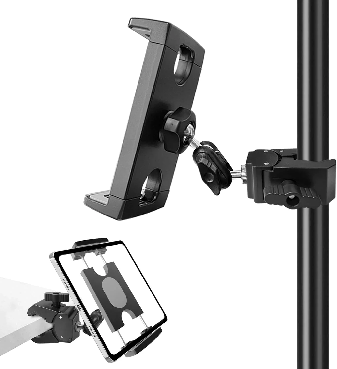 نگهدارنده تبلت برای پایه میکروفون/کالسکه/تردمیل/ویلچر/دوچرخه ثابت/دوچرخه ورزشی، پایه نگهدارنده آیپد با قابلیت چرخش 360 درجه و گیره قابل تنظیم برای تبلت ها و تلفن های هوشمند 4.7 تا 12.9 اینچی نگهدارنده تبلت برای پایه میکروفون/کالسکه/تردمیل/ویلچر/دوچرخه ثابت/دوچرخه ورزشی، پایه نگهدارنده آیپد با قابلیت چرخش 360 درجه و گیره قابل تنظیم برای تبلت ها و تلفن های هوشمند 4.7 تا 12.9 اینچی
