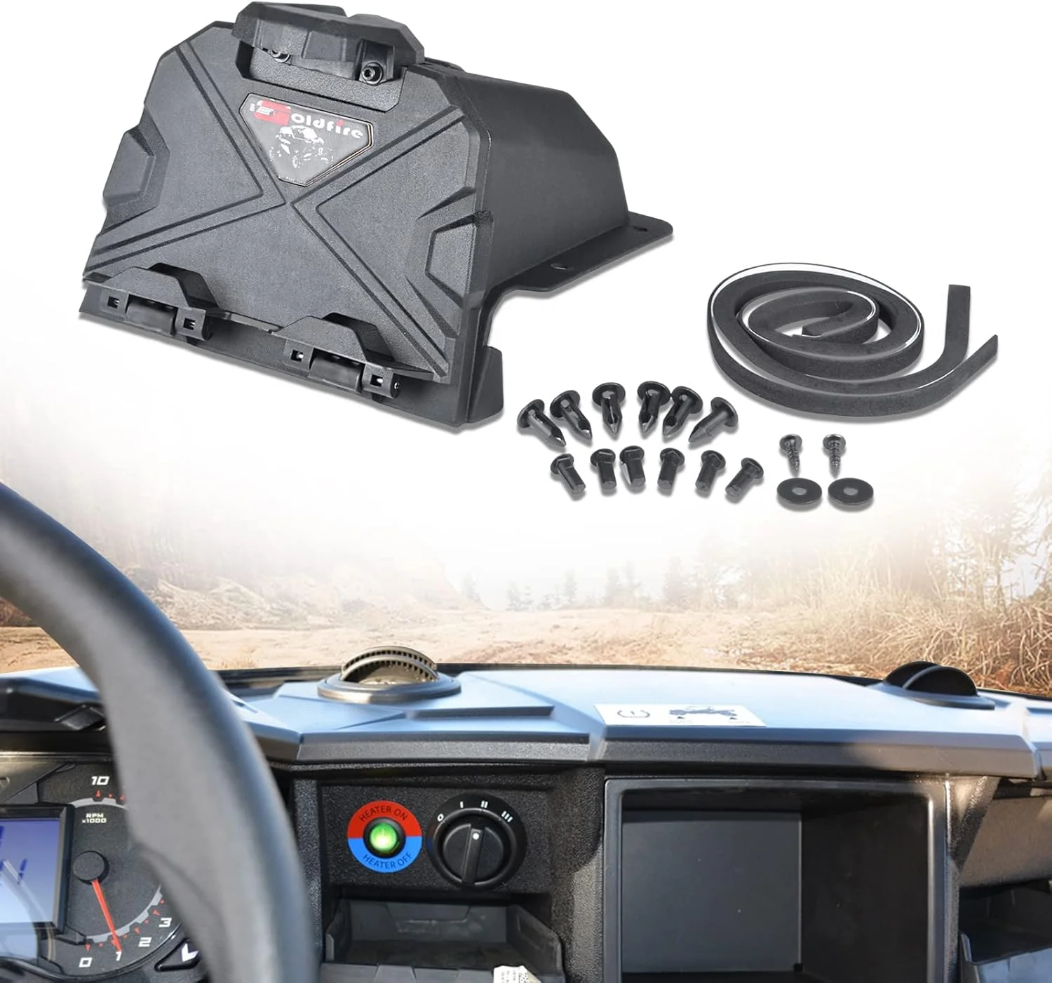 نگهدارنده تلفن همراه مدل General 1000، پایه نگهدارنده تبلت الکترونیکی و GPS برای UTV به همراه سینی سازمان دهنده جعبه ذخیره سازی لوازم جانبی Polaris General 1000 / General 4 1000 2016-2023 (مشکی)