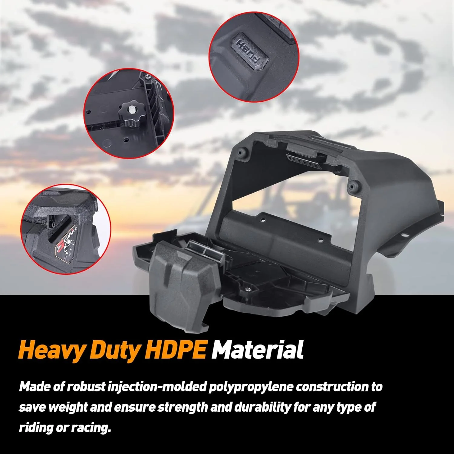 نگهدارنده تلفن همراه مدل General 1000، پایه نگهدارنده تبلت الکترونیکی و GPS برای UTV به همراه سینی سازمان دهنده جعبه ذخیره سازی لوازم جانبی Polaris General 1000 / General 4 1000 2016-2023 (مشکی)