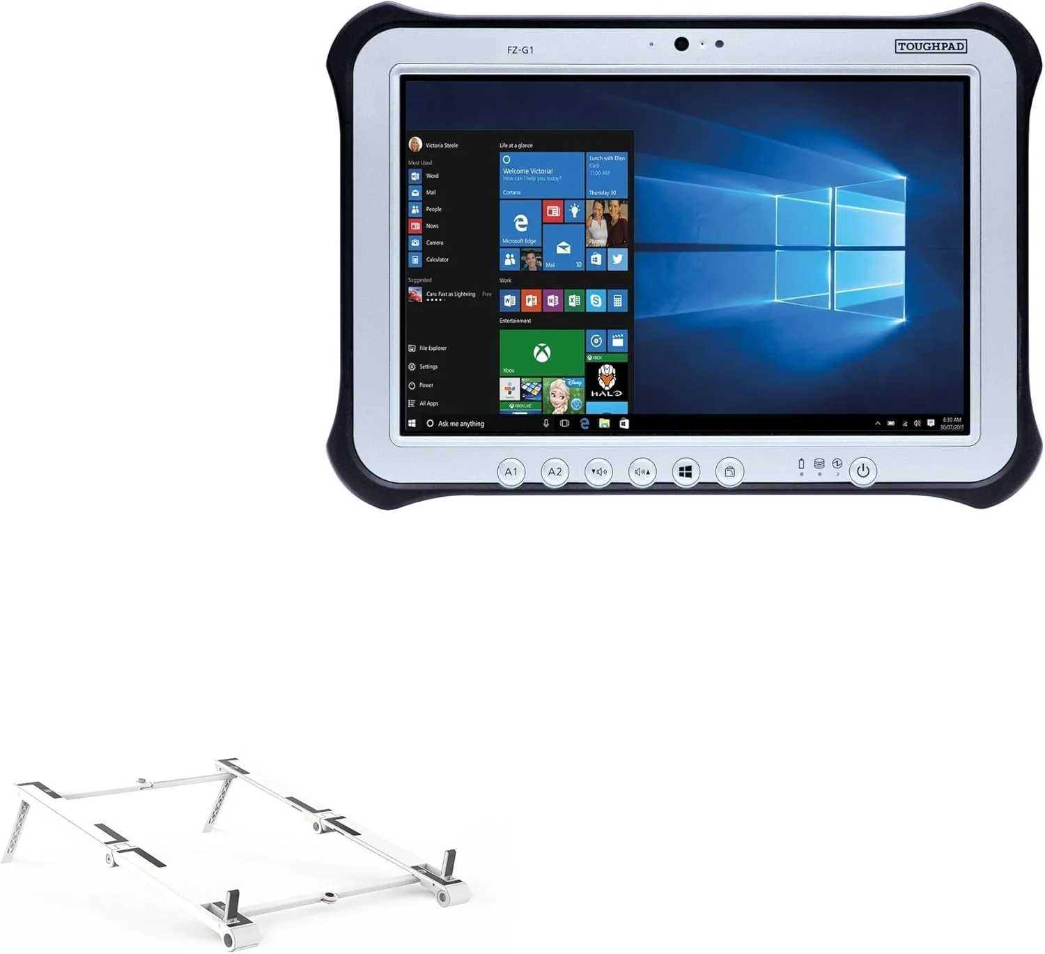 پایه و نگهدارنده باکس ویو سازگار با پاناسونیک Toughpad FZ-G1 - پایه آلومینیومی جیبی 3 در 1، پایه قابل حمل با زاویه دید چندگانه - نقره ای متالیک