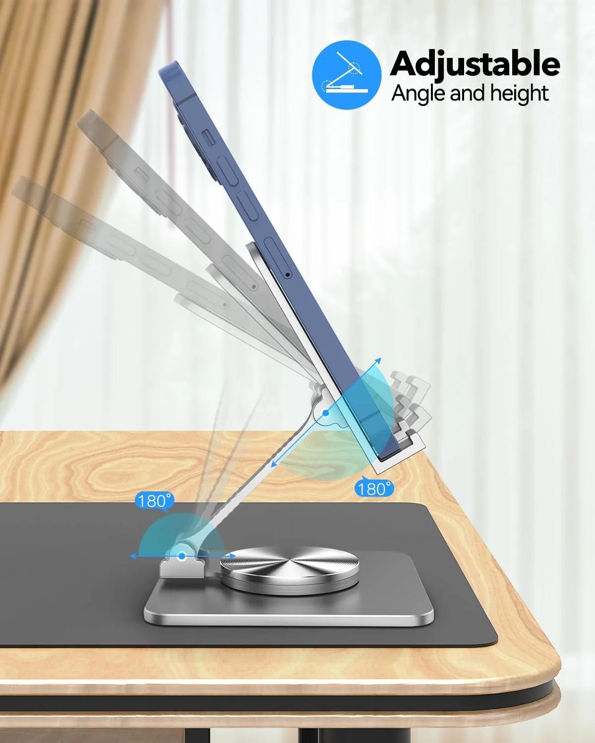 پایه نگهدارنده تلفن همراه و تبلت برای میز، نگهدارنده آلومینیومی قابل تنظیم برای آیفون، آیپد و تلفن های هوشمند || پایه تاشو با چرخش 360 درجه، پایه پایدار و طراحی قابل حمل برای دستگاه های 4 تا 9.7 اینچی، خاکستری پایه نگهدارنده تلفن همراه و تبلت برای میز، نگهدارنده آلومینیومی قابل تنظیم برای آیفون، آیپد و تلفن های هوشمند || پایه تاشو با چرخش 360 درجه، پایه پایدار و طراحی قابل حمل برای دستگاه های 4 تا 9.7 اینچی، خاکستری