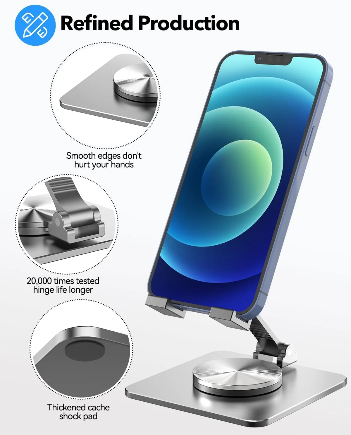 پایه نگهدارنده تلفن همراه و تبلت برای میز، نگهدارنده آلومینیومی قابل تنظیم برای آیفون، آیپد و تلفن های هوشمند || پایه تاشو با چرخش 360 درجه، پایه پایدار و طراحی قابل حمل برای دستگاه های 4 تا 9.7 اینچی، خاکستری پایه نگهدارنده تلفن همراه و تبلت برای میز، نگهدارنده آلومینیومی قابل تنظیم برای آیفون، آیپد و تلفن های هوشمند || پایه تاشو با چرخش 360 درجه، پایه پایدار و طراحی قابل حمل برای دستگاه های 4 تا 9.7 اینچی، خاکستری