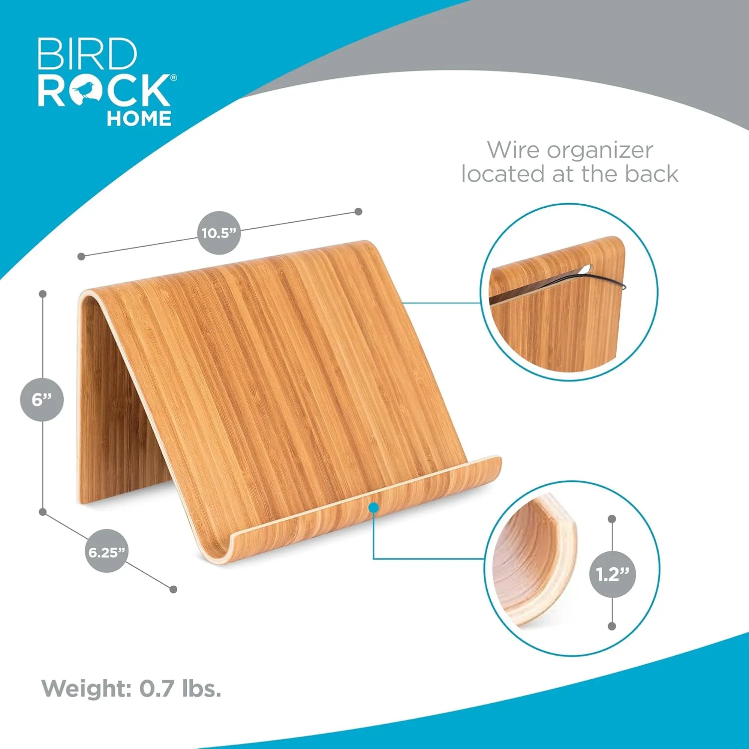 پایه نگهدارنده تبلت و کتاب بامبو صوفیا + سام - چوب طبیعی - مناسب کتابخوان های الکترونیکی، تلفن های هوشمند - نظم دهنده رومیزی آشپزخانه - پایه قابل حمل برای کتاب ها، کتاب های آشپزی و دستگاه ها