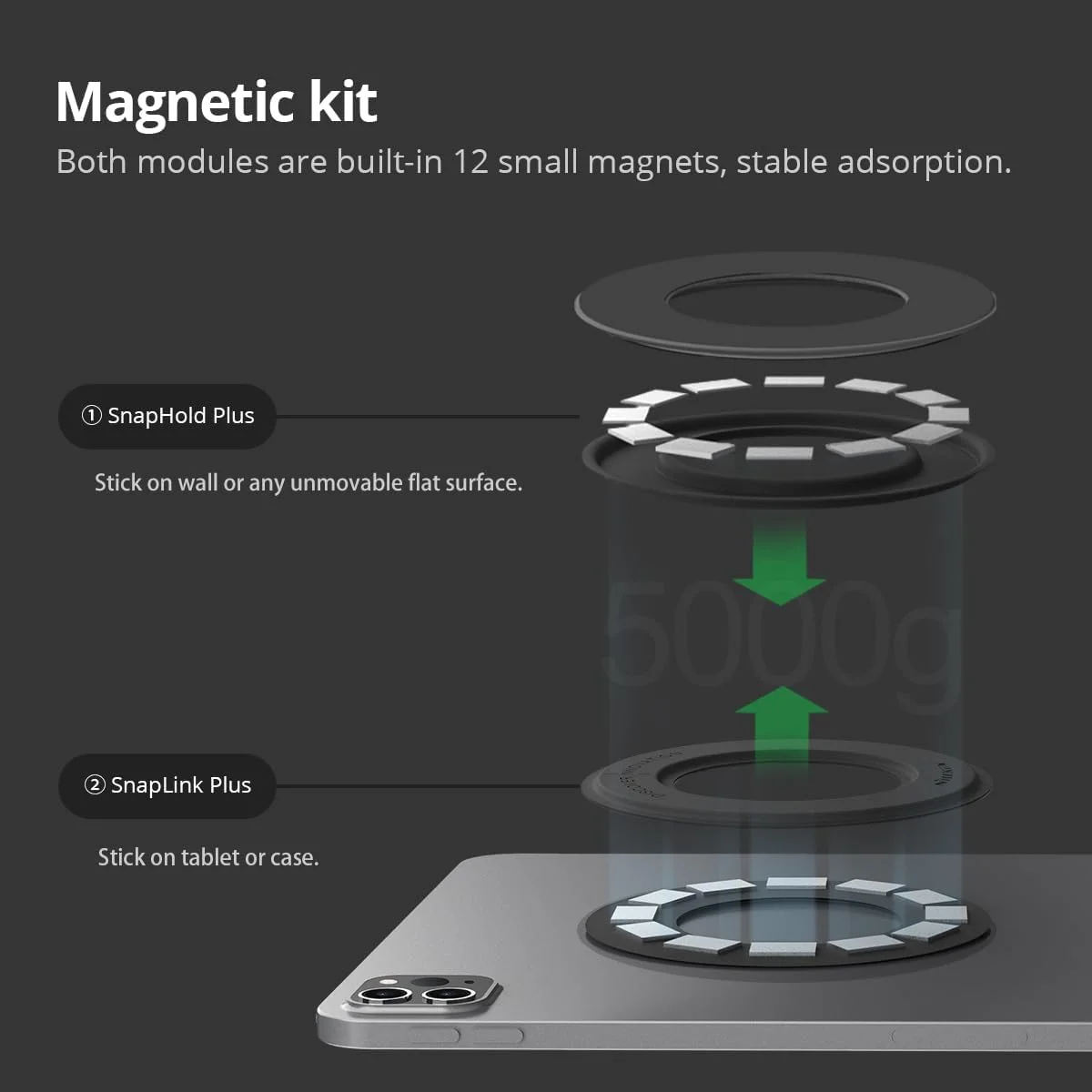 نگهدارنده دیواری آیپد Nillkin، پایه مغناطیسی برای تبلت های 7-14 اینچی، کیندل، سرفیس - خاکستری