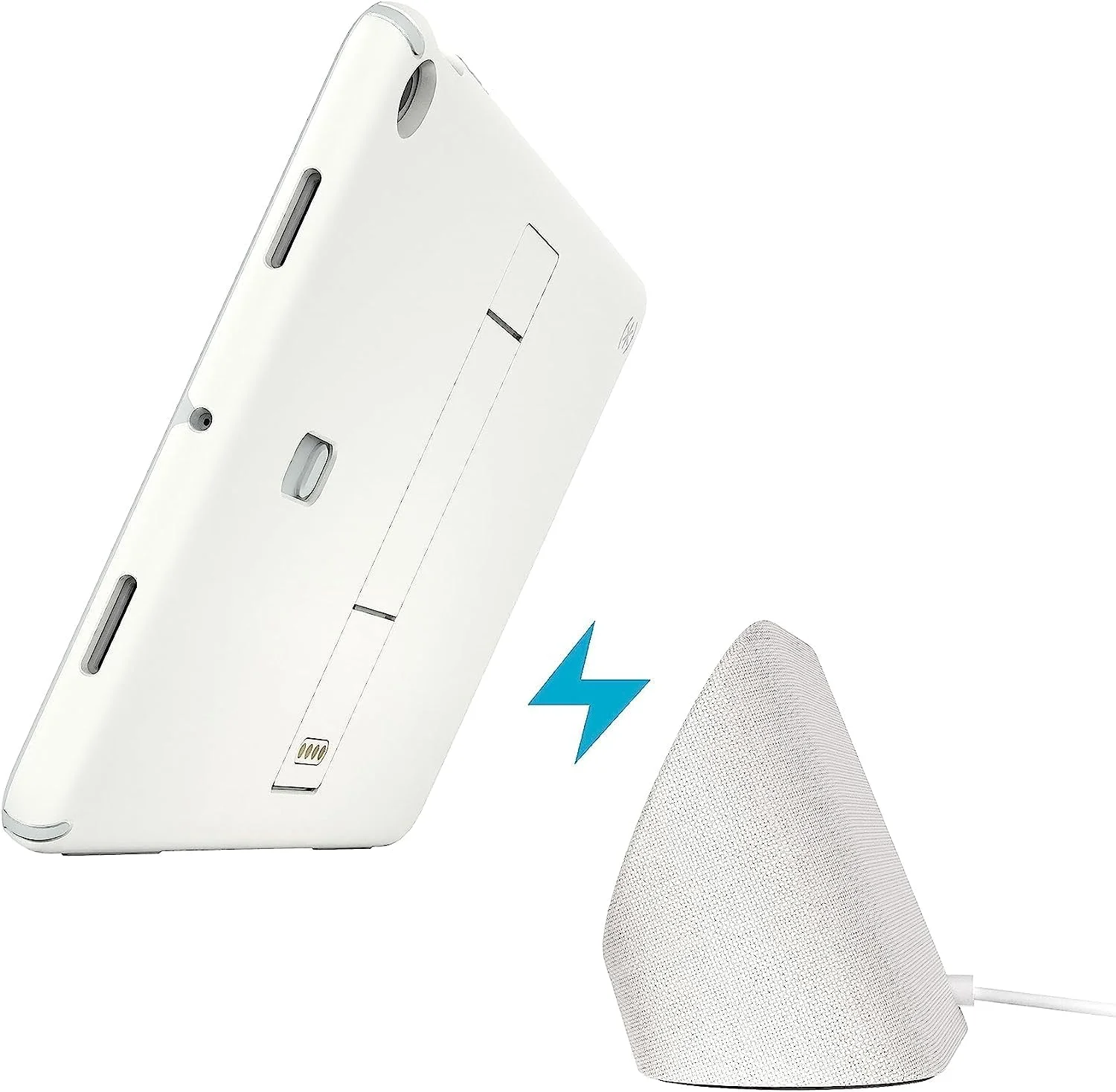 کیف و استند تبلت گوگل پیکسل 2023 اسپک - پوشش کامل پشت، نازک، مقاوم در برابر خراش، محافظت در برابر افتادن و پایه قابل تنظیم - سازگار با داک اسپیکر شارژ گوگل پیکسل - سفید و نقره ای StandyShell