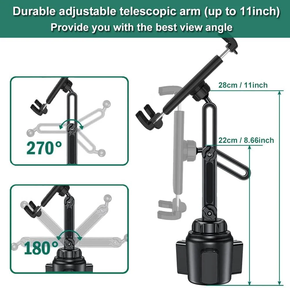 پایه نگهدارنده تبلت برای جا لیوانی خودرو مناسب برای آیپد و گوشی های 4 تا 13 اینچی، پایه نگهدارنده تبلت لیوانی خودرو با بازوی قابل تنظیم برای آیپد پرو 12.9 9.7 ایر مینی، سامسونگ گلکسی فولد 4 3، کیندل فایر اچ دی، آیفون و غیره پایه نگهدارنده تبلت برای جا لیوانی خودرو مناسب برای آیپد و گوشی های 4 تا 13 اینچی، پایه نگهدارنده تبلت لیوانی خودرو با بازوی قابل تنظیم برای آیپد پرو 12.9 9.7 ایر مینی، سامسونگ گلکسی فولد 4 3، کیندل فایر اچ دی، آیفون و غیره