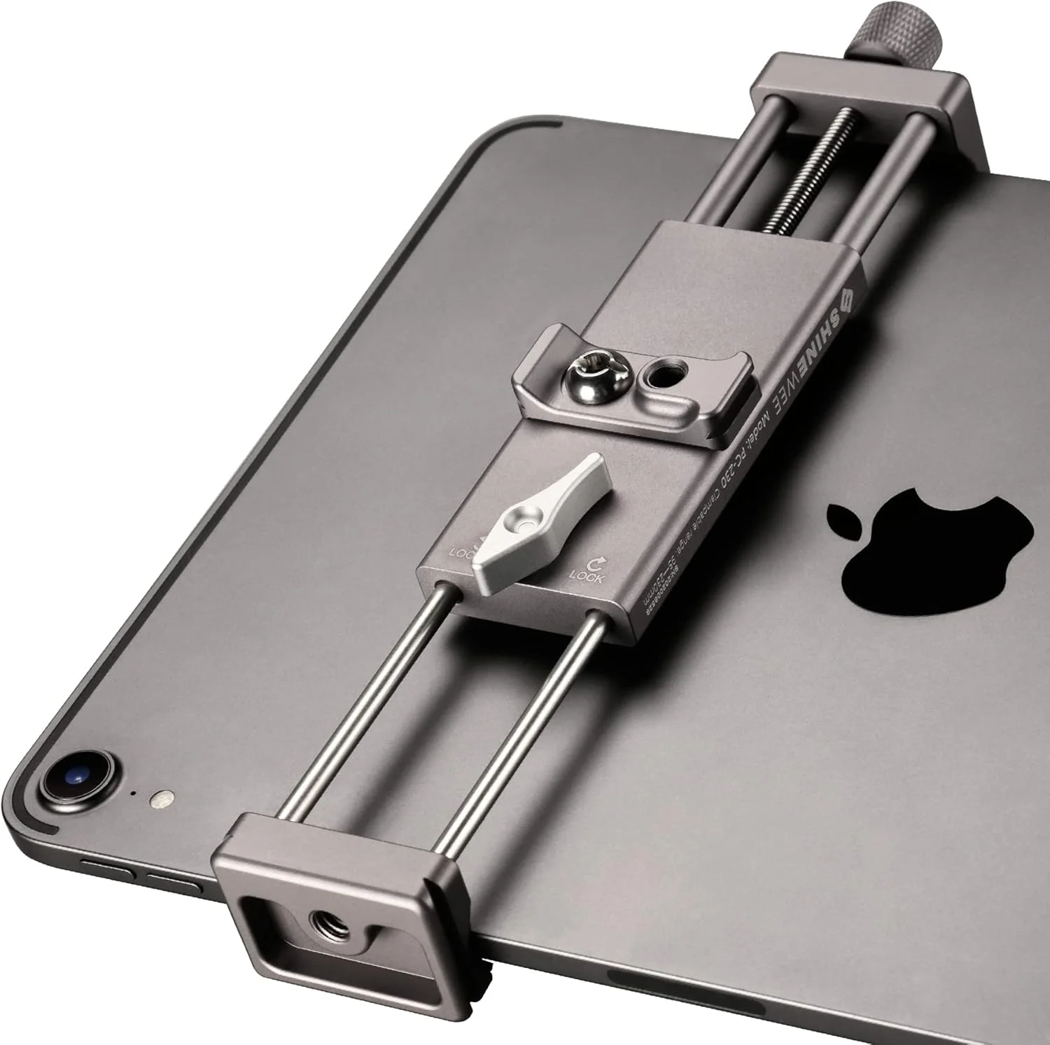 نگهدارنده تبلت تمام فلزی - سازگار با آیپد مینی، ایر، پرو | پیچ 1/4 اینچی و پایه دم چلچله ای ARCA | آداپتور گیره تبلت جهانی