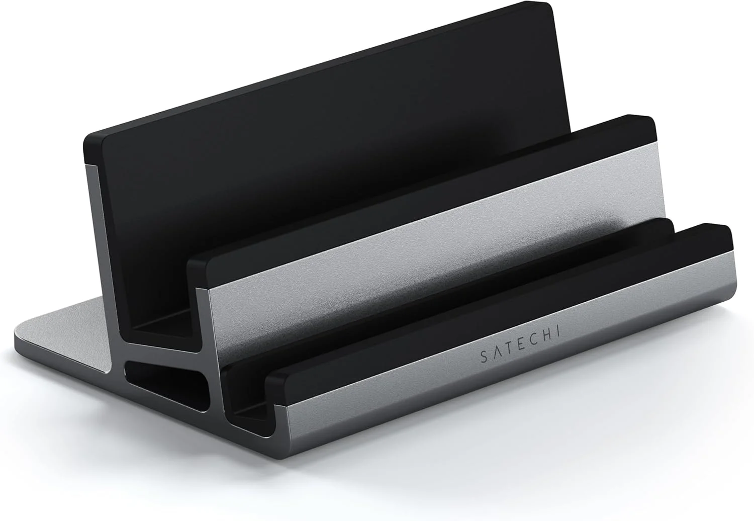 پایه آلومینیومی عمودی دوگانه Satechi، سازگاری جهانی، برای MacBook Air/Pro M5/M4، iPad Air/Pro M5/M4/M3، iPad mini، iPhone 17 و غیره
