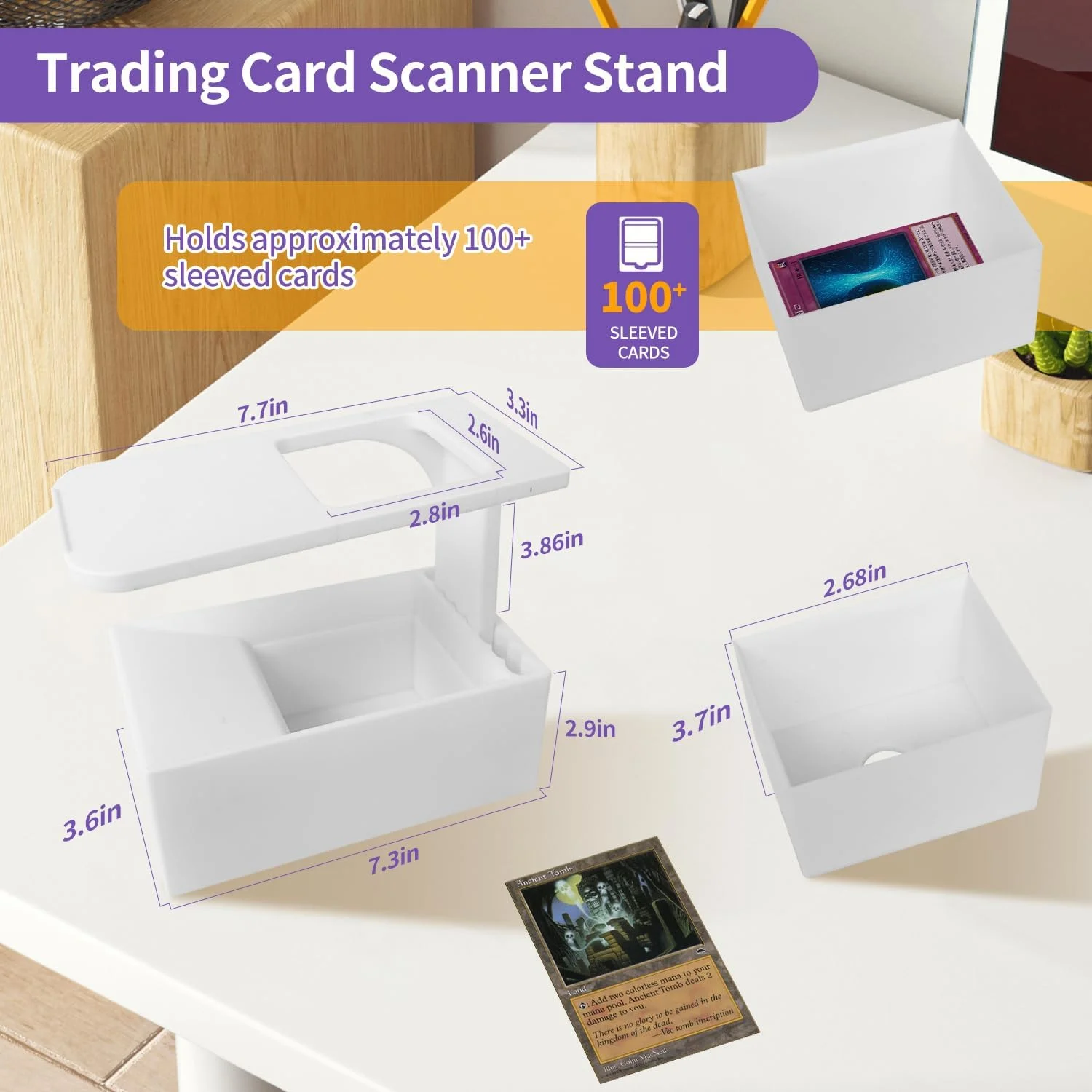 پایه اسکن کارت های بازی با اندازه استاندارد، پایه نگهدارنده گوشی با جعبه کارت، اسکن و بررسی سریع قیمت کارت های بازی