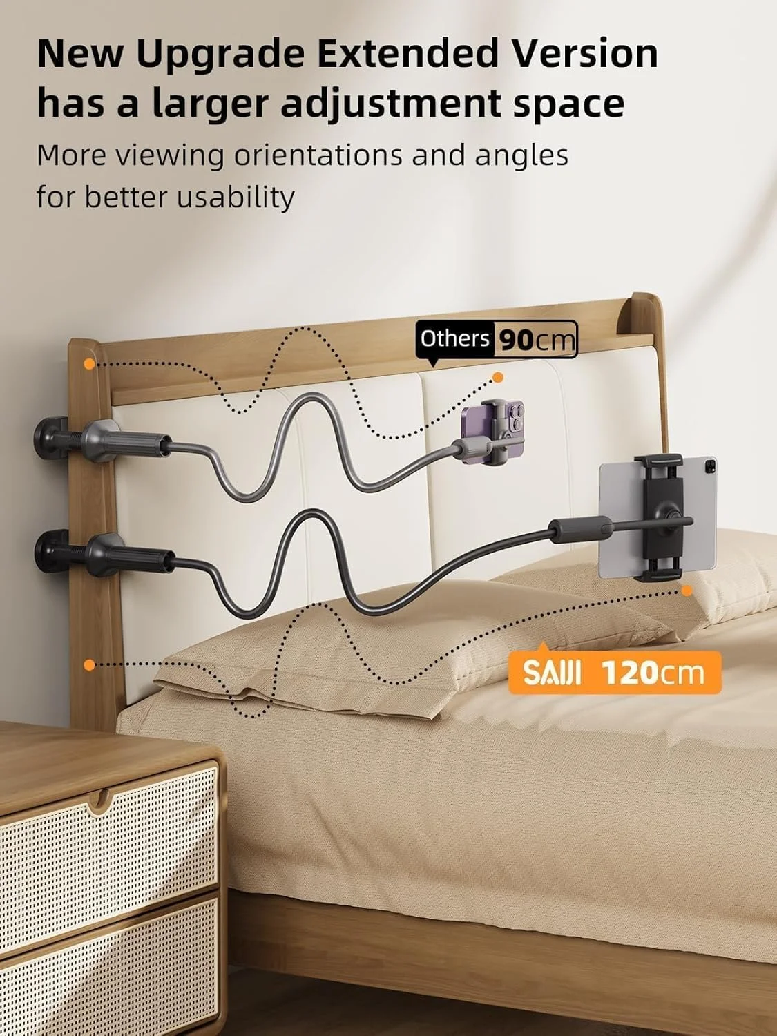 پایه نگهدارنده تبلت گردنی 47 اینچی SAIJI با پایه ارتقا یافته، استند آیپد با بازوی انعطاف پذیر، سازگار با آیپد/آیفون/کیندل/سوییچ یا سایر دستگاه های 4.7-11 اینچی (مشکی)