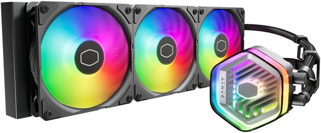 خنک کننده مایع AIO با حلقه بسته Cooler Master MasterLiquid 360 Atmos ARGB، پمپ قابل تنظیم، فن های SickleFlow Edge PWM، رادیاتور 360 میلی متری، CryoFuze، AM5/AM4، LGA1700/1851/1200، مشکی | MLX-D36M-A25PZ-R1