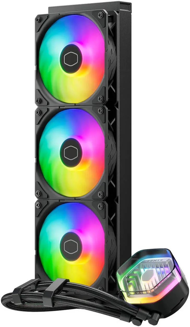 خنک کننده مایع AIO با حلقه بسته Cooler Master MasterLiquid 360 Atmos ARGB، پمپ قابل تنظیم، فن های SickleFlow Edge PWM، رادیاتور 360 میلی متری، CryoFuze، AM5/AM4، LGA1700/1851/1200، مشکی | MLX-D36M-A25PZ-R1