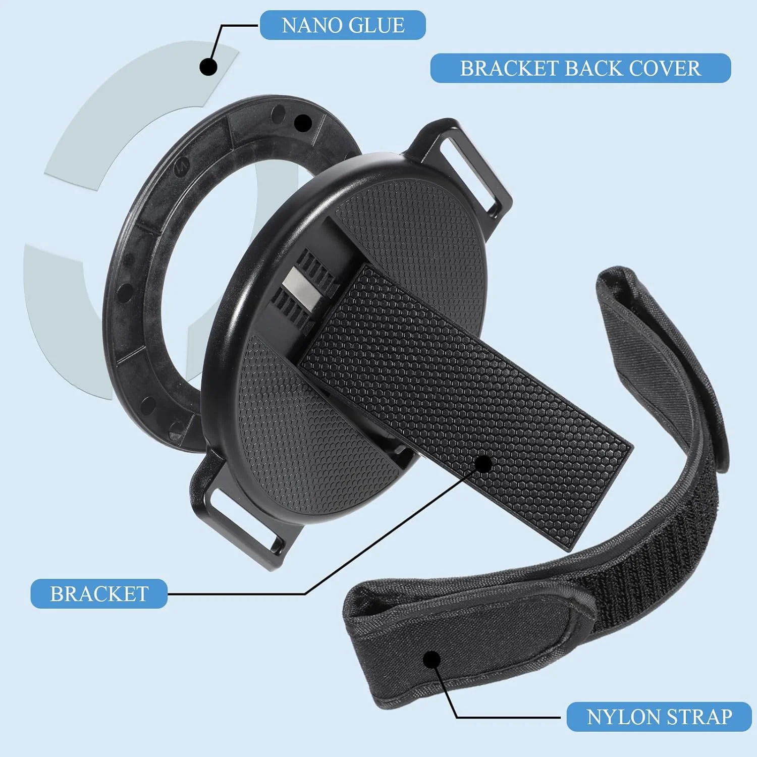 پایه تبلت با بند دستی چرخش 360 درجه ای، پایه تبلت چسبی با دسته محکم کننده و پد چسبی، نگهدارنده بند دستی تبلت جهانی قابل تنظیم چند زاویه برای همه تبلت های 7-11 اینچی